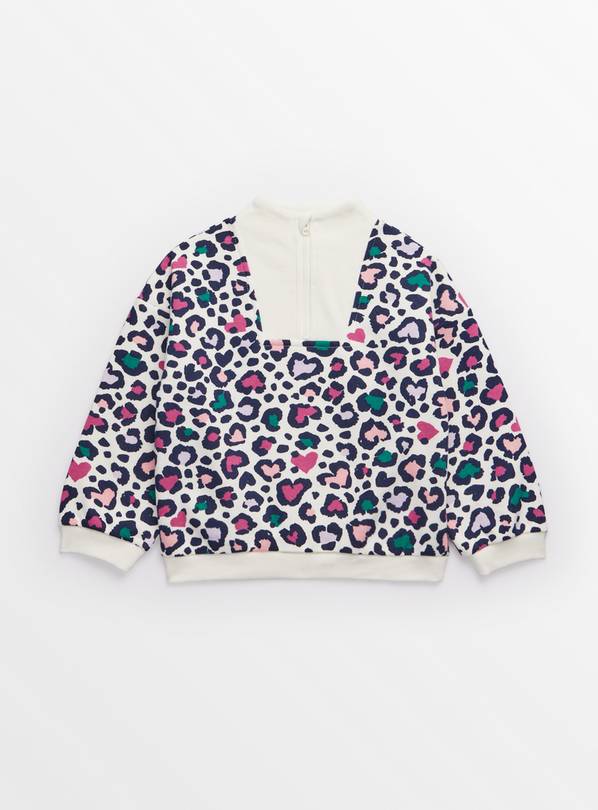 Bright Leopard Print Quarter Zip Sweatshirt 5-6 years